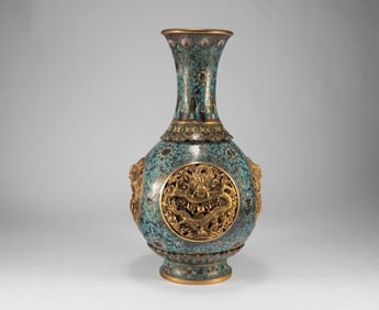 Qing Dynasty cloisonn é heart-shaped bottle