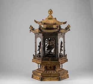 Bronze gilded Buddhist niche from the Qing Dynasty