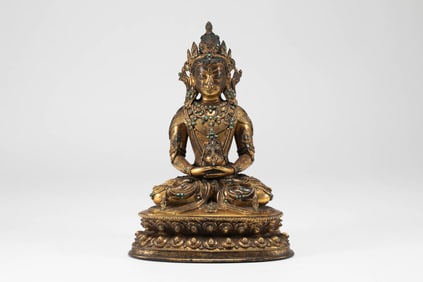 Bronze gilded longevity Buddha from the Qing Dynasty