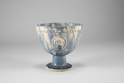 Tang Dynasty blue and white glazed high footed cup