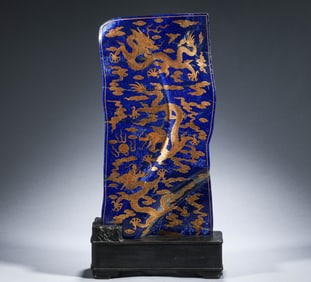 Qing Dynasty, lapis lazuli dragon patterned ornaments
