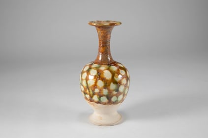 Tang Dynasty tri colored long necked vase