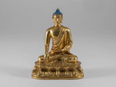 Qing Dynasty copper gilded Shakyamuni Buddha