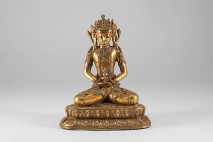 Bronze gilded longevity Buddha from the Qing Dynasty