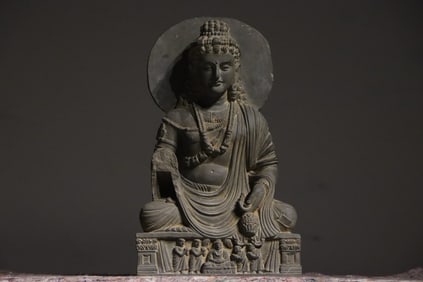 Grey slate Gandhara statue