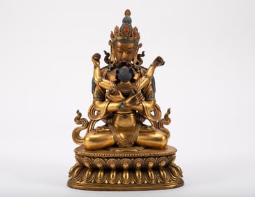 Bronze gilded Buddha statue from the Qing Dynasty