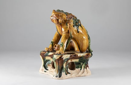 Tang Dynasty Three Colored Sitting Lion