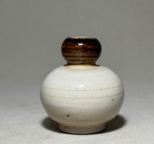 Tang Dynasty black and white glazed gourd bottle