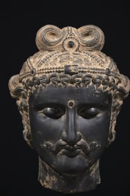 Grey slate Gandhara Buddha Head