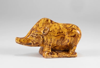 Tang Dynasty Yellow Glazed Pig with Stranded Fetus