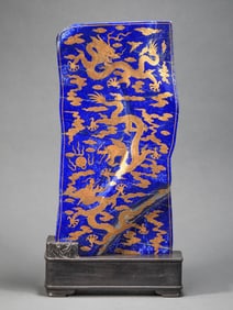 Qing Dynasty dragon patterned lapis lazuli ornaments