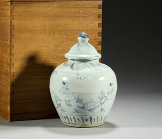 Ming Dynasty, Blue and White Character Story Jar