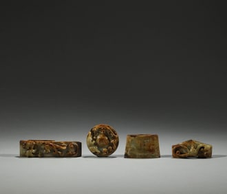Ming Dynasty or before, Hetian jade dragon pattern sword accessories