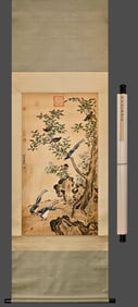 Lv Ji's Flower and Bird Painting on Silk Scroll