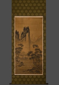 Ancient Chinese Zhou Dynasty officials' landscape paintings on silk and vertical scrolls