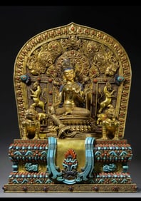 Qing Dynasty Bronze Gilded Mother Statue