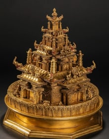 Qing Dynasty Copper Gilded Altar City