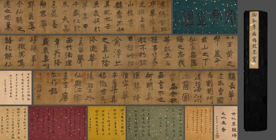 Chinese ancient medical expert Tao Hongjing's calligraphy of medicinal patches, silk manuscript, and