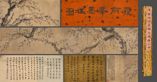 Qing Dynasty Luo Pin Ink Lotus Painting Manuscript
