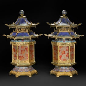 Qing Dynasty cloisonn é enamel palace lamp