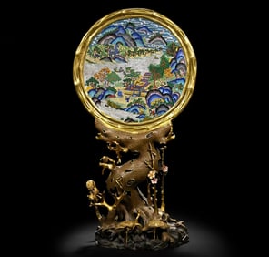 Qing Dynasty cloisonn é enamel screen