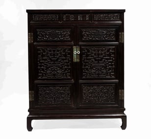 Qing Dynasty. Purple sandalwood Buddhist niche cabinet