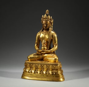 During the Qing Dynasty, bronze gilded Buddha statues were created