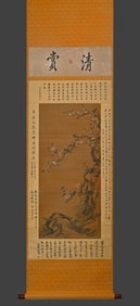 Wang Yuan's Flower and Bird Painting on Silk Vertical Axis