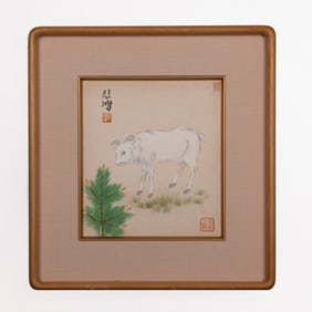Xu Beihong goat drawing book solid wood frame