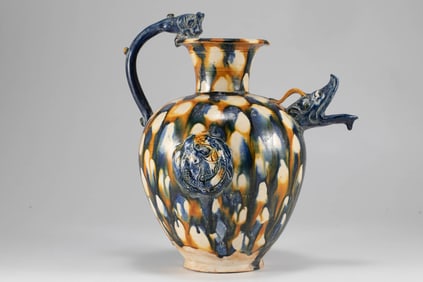 Tang Dynasty dragon head holding pot