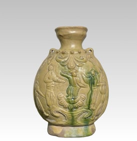 Tang Dynasty yellow glazed flat teapot