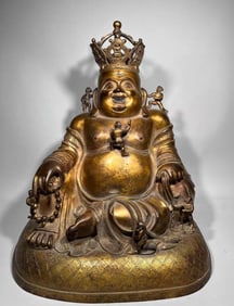 Bronze gilded Maitreya Buddha from the Qing Dynasty