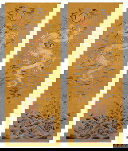 Qing Dynasty Zhenglong Hanging Screen: H:235cm W:80cm
