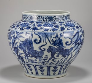 Yuan Dynasty Blue and White Character Jar