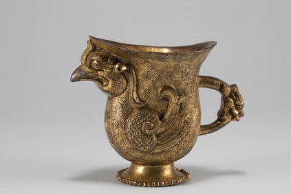 Tang Dynasty Zhenguan Gilded Dragon and Phoenix Cup