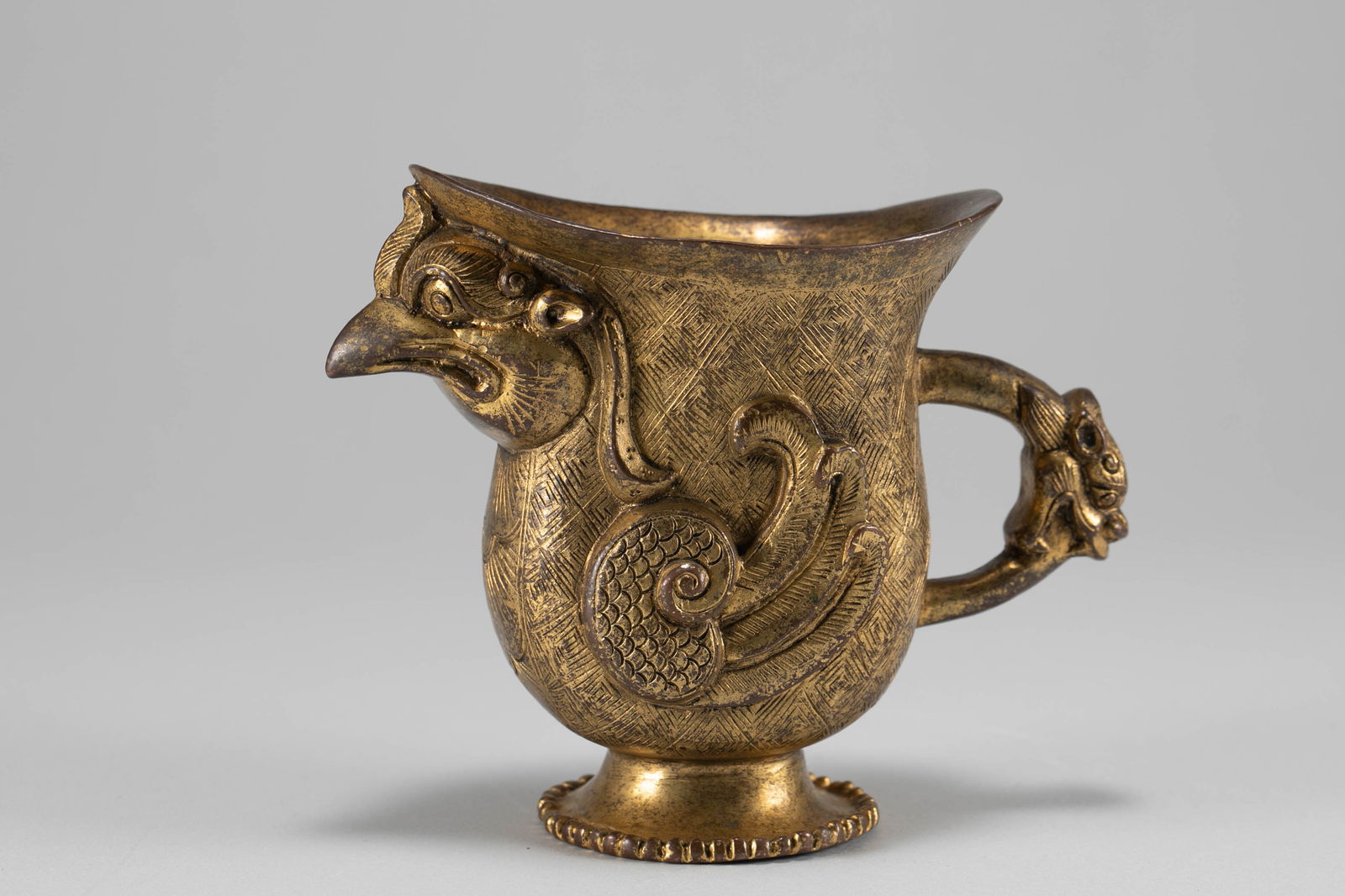 Tang Dynasty Zhenguan Gilded Dragon and Phoenix Cup