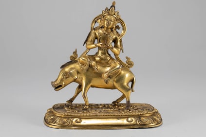 Bronze gilded protective statue from the Qing Dynasty