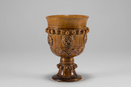 Tang Dynasty yellow glazed high footed cup