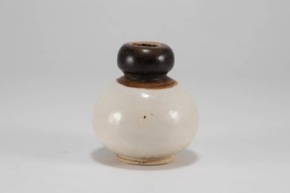 Tang Dynasty black and white glazed gourd bottle