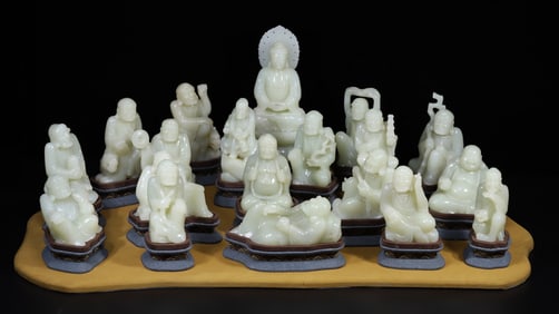Qing Dynasty Hotan Jade 18 Arhat (Sakyamuni statue)