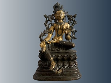 Bronze gilded statue of Du Mu from the Qing Dynasty