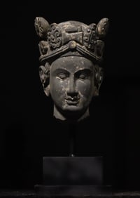 Grey slate Gandhara Buddha Head