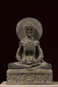 Gray slate Gandhara Shakyamuni statue