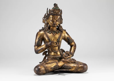 Ming Dynasty Copper Gilded Diamond Saber Statue