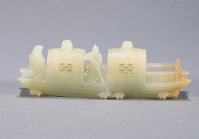 Hotan Jade Ship Decoration in Qing Dynasty