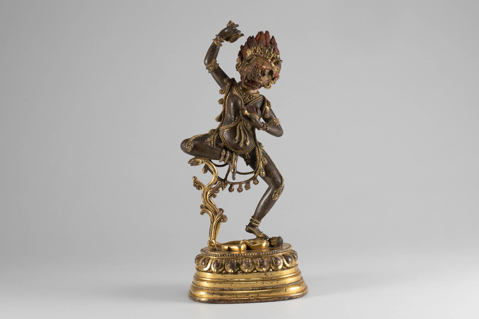Bronze gilded statue of Haimu from the Qing Dynasty: H:21.5cm W:9.5cm