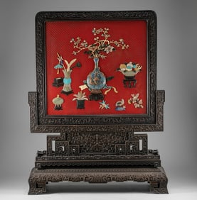 Qing Dynasty Purple Sandalwood Poetry and Prose Screen Insertion