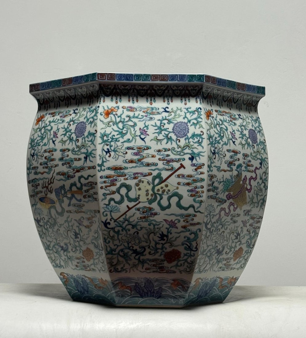 Qing Dynasty Doucai Jar: H:36.3cm W:42.5cm