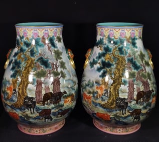 Qing Dynasty enamel color statue