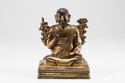 Qing Dynasty Bronze Gilded Venerable Buddha